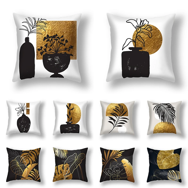 2022 Exquisite Bottle Flower Arrangement Printing Pillowcase Modern Flower Chair Cushion Cover Sofa Decor Pillowcase 45*45cm