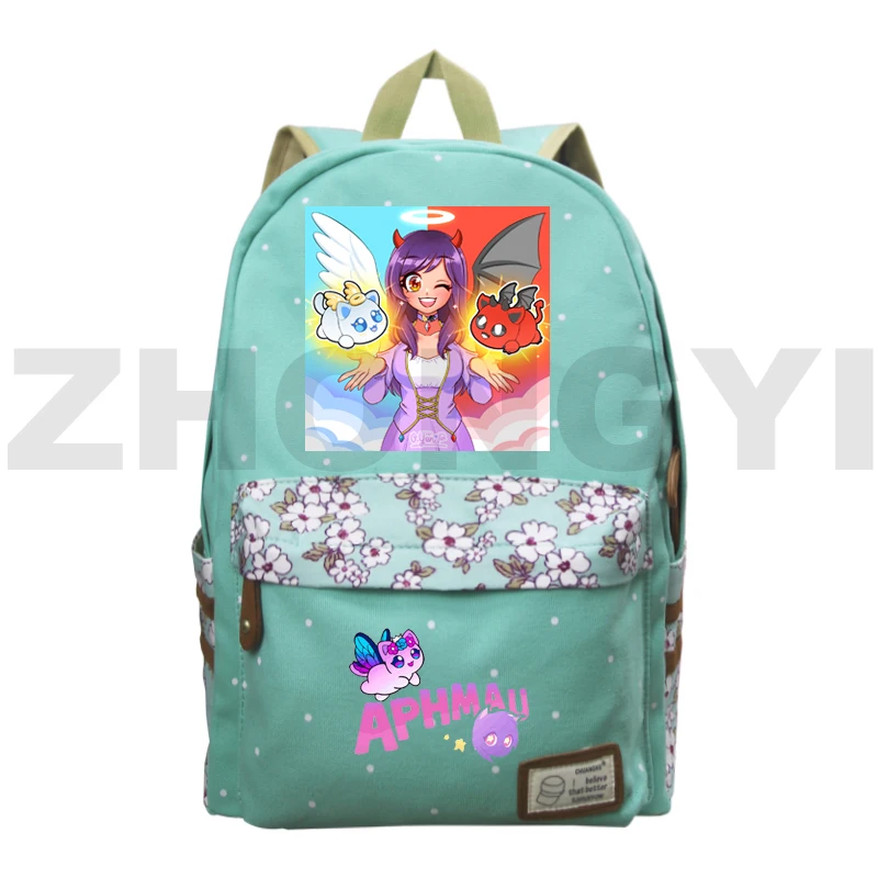 Hot Game Women Anime Aphmau Backpack Merch Cartoon Printing Floral Print  Pattern Bookbag High Quality Trend Schoolbags for Girls