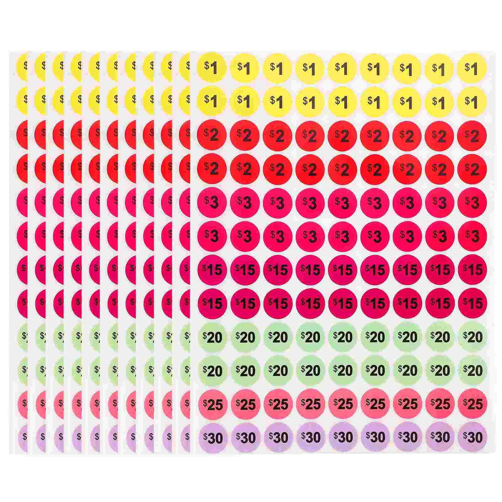 

10 Sheets Price Tags Stickers Retail Stores Shopping Mall Supermarket Dollar Sale Pricing