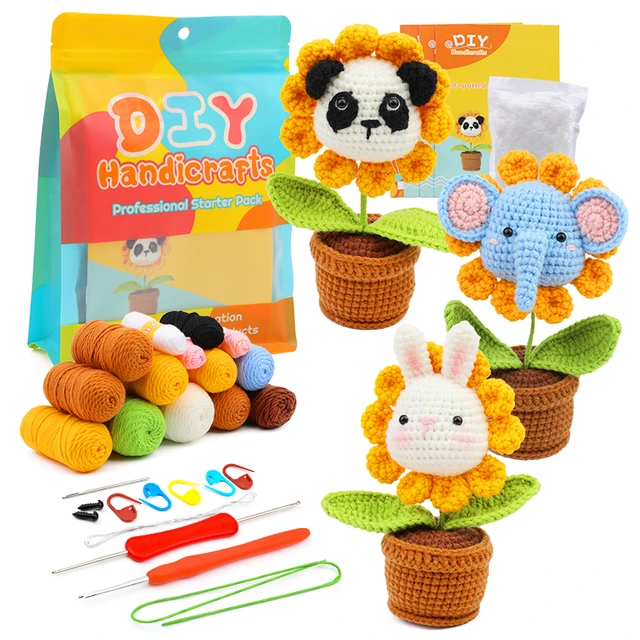 KRABALL Crochet Animal Kit for Beginners With Instruction Knitting Yarn  Thread Needles Hook Easy Knit Accessories Set DIY Craft - AliExpress