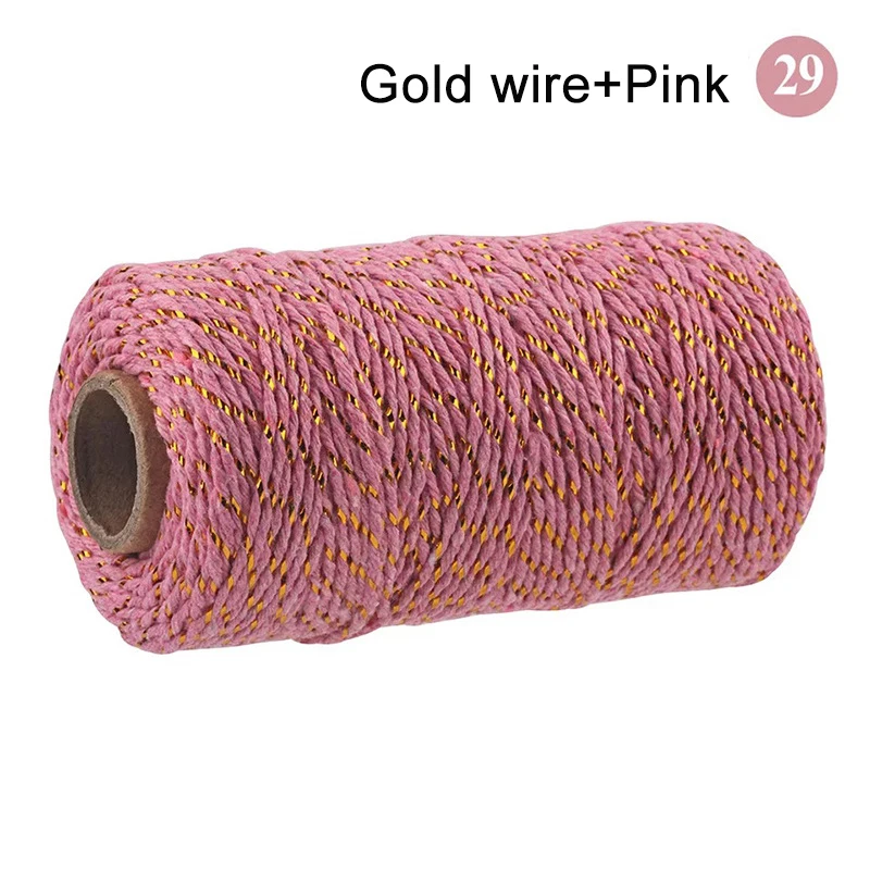 100M/Roll Cotton Bakers Twine String Cord Rope Two-color Cotton Craft Twine Home Textile Gift Packaging Christmas Wedding Decor 