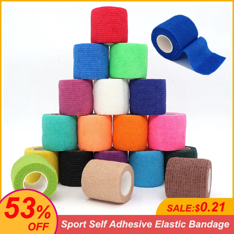 4.8m Colorful Sports Self Adhesive Elastic Bandage Wrap Tape Elastoplast For Knee Pads Finger Ankle Palm Aid Kit Pet Tool Warmer