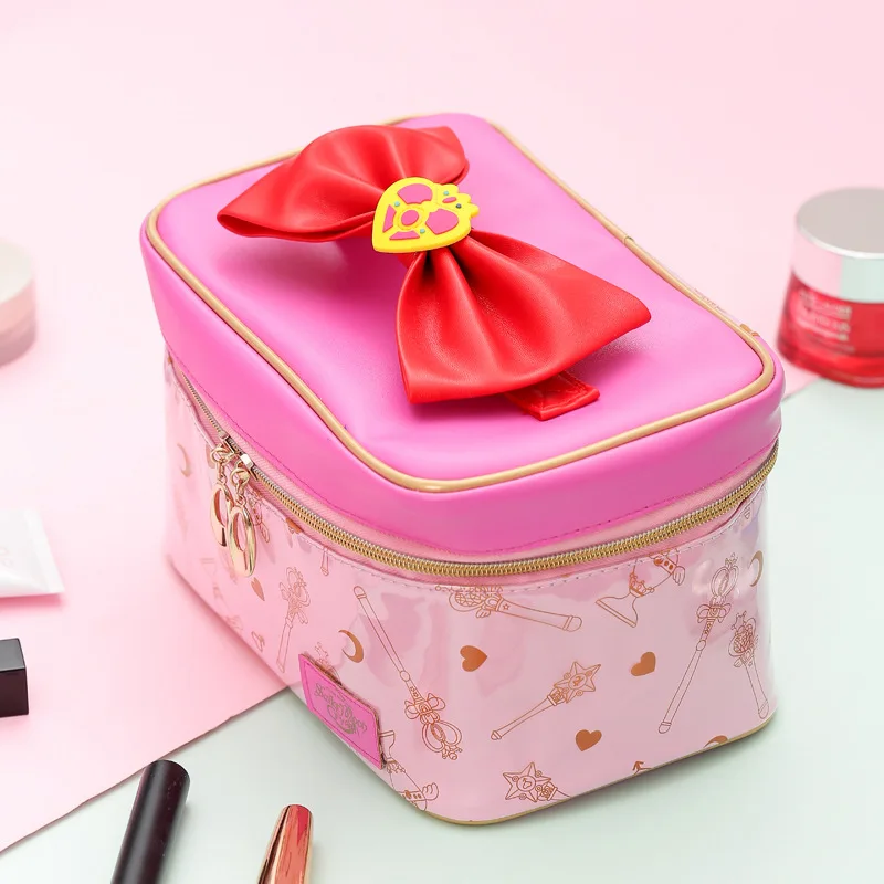 Makeup Bag Moon Action Figure Women PU Leather Makeup bag Multifunction Ladies Wash Toiletry Travel Cosmetic Organizer Storage
