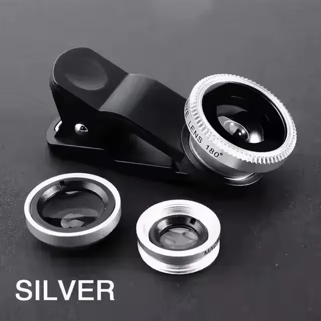 Universal 3-in-1 Smartphone Camera Lens Kit: Fisheye, Wide Angle, and Macro with Clip Attachment
