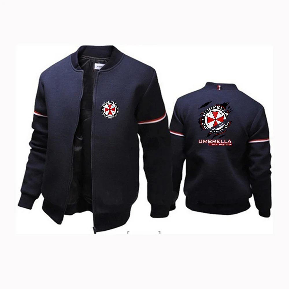 2024 Spring Autumn Umbrella Corporation Logo Printed Fashion Stand Collar Casual Coat Men's Cardigan Zipper Cotton Flight Jacket 5 S538c9cc096bf444ca5b02a5dfe302adez