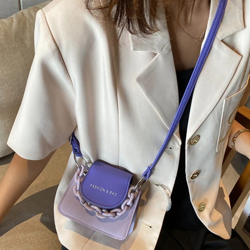 

Fashion Ladies Small Bag for Women Mini Crossbody Bag Female Acrylic Chain Contrast Color Shoulder Bags Luxury Designer Handbags