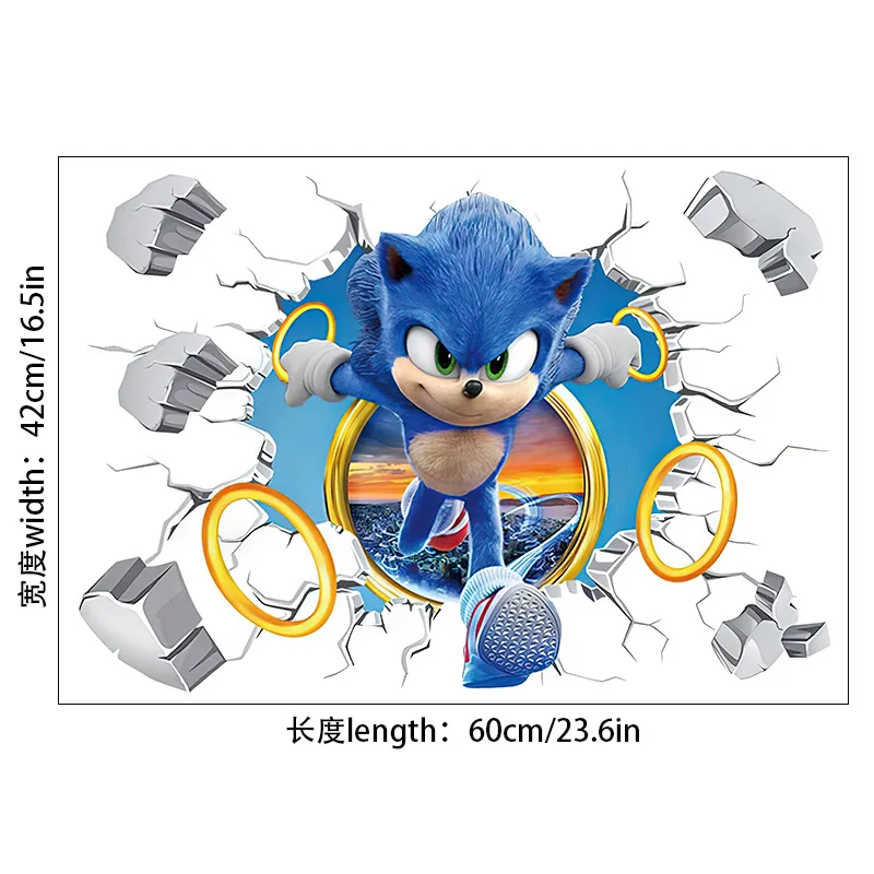 thumbnail image 1 of Pegatinas de Sonic The Hedgehog para decoración de habitaciones de niños, 60 x 40 cm, figuras de juego, pegatinas de grafiti, pegatinas de dibujos animados para bricolaje, pegatinas impermeables, 1 of 5