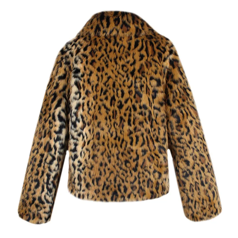 Autumn and Winter New Women's Fur Coat Leopard Short Top Artificial Fur Thick Warm Cardigan Casual Women's Wear