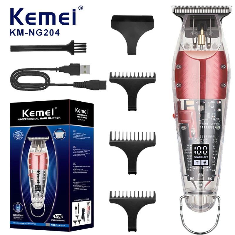 

KEMEI Professional Hair Clippers for Men Transparent Barber Clippers Haircut Cordless Trimmer Hair Cutting Electric Hair Trimmer