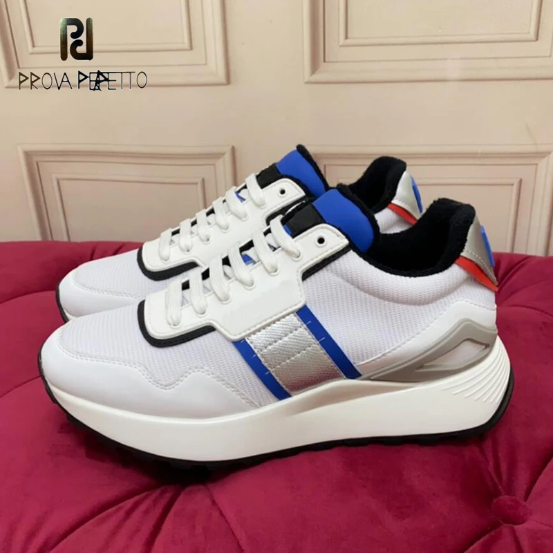 

Women and Men Color Match Sneakers Shoes Lace Up Thick Sole Luxury Mesh Comfortable Sports Leisure Sapatos Couples Shoe New