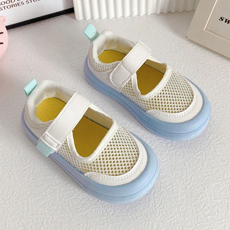 

Baby Girls Sports Shoes Mesh Cute 2023 New Boys Fashion Kids Shoes Hook & Loop Breatheable Children Casual Shoes Non-slip Simple