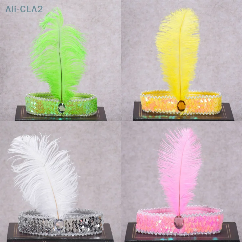 

1PC Cute Feather Headband Flapper Sequin Headpiece Costume Head Band different colors Party Favor