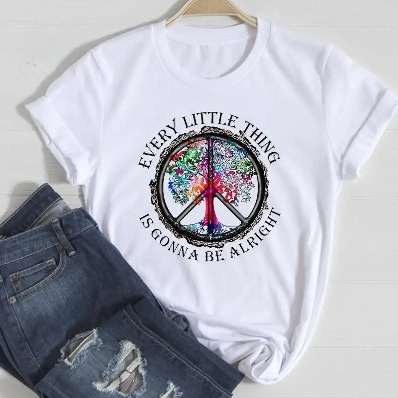 Clothing Floral Women Print European and American Short-sleeved T-shirt Women Clothing Tops Oversized T Shirt