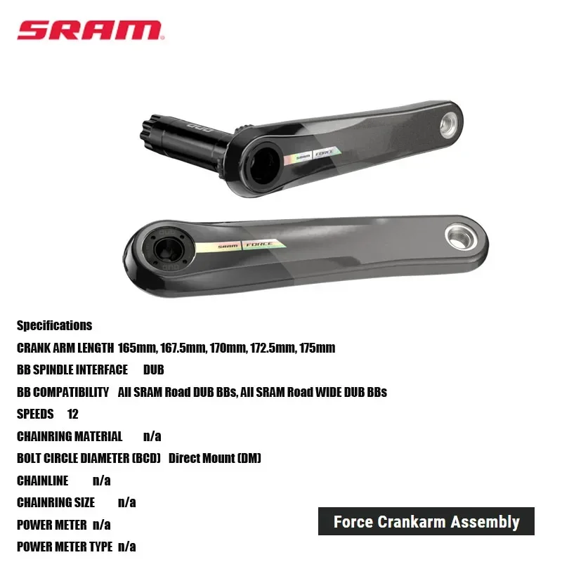 SRAM Force Crankarm Assembly 8-bolt interface compatible with