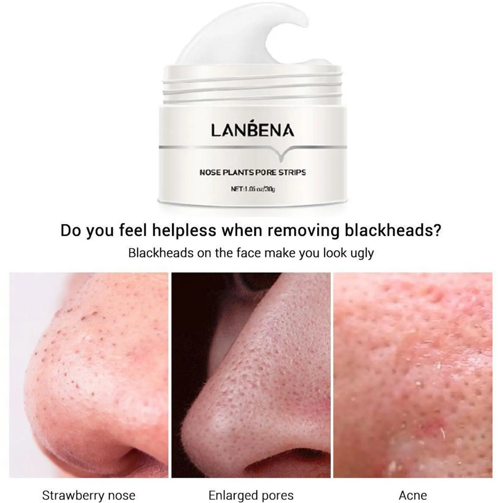 LANBENA30gBlackheadRemoverPeelOffMaskKitOilControlNoseBlack