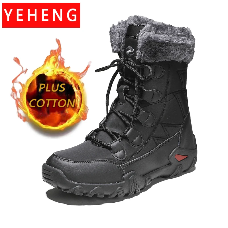 New Winter Outdoor Nonslip Men Boots Thick Plush Waterproof Men's Snow