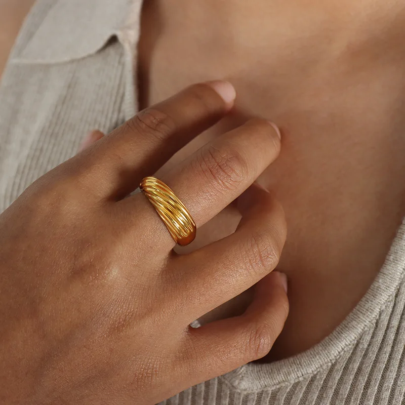 

Thread Titanium Steel Gold Silver Plated Rings For Women Adjustable Wedding Jewelry Accessories