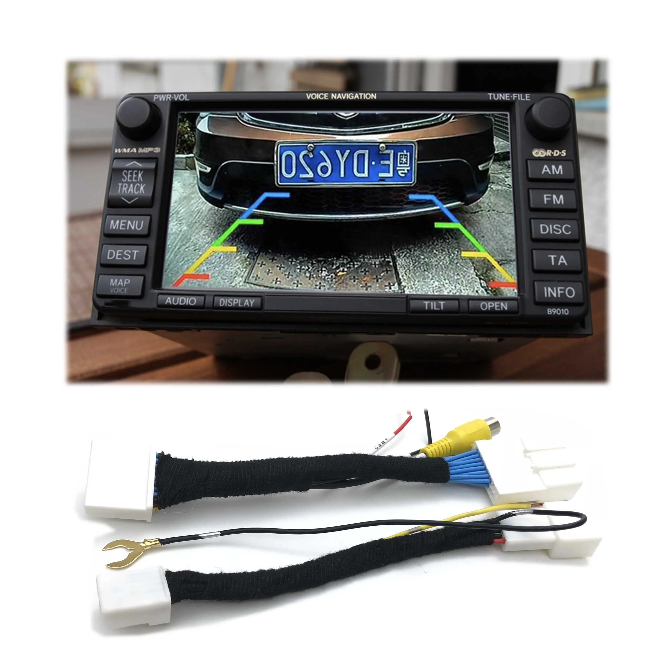 16 Pin Car Rear View Camera Adapter Cable Parking Backup Camera Video Cable Adapter Navigation Dvd
