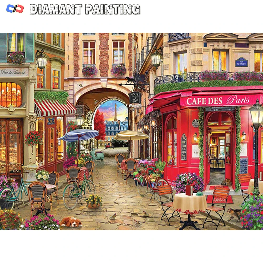 5D diamond painting city street house picture of rhinestones embroidery garden needlework art DIY city mosaic handmade hobby diamond painting diamond art painting kit diamond painting set