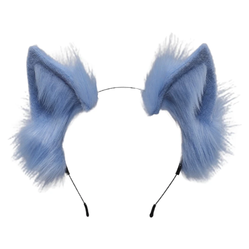 para orelhas de pele sintética de gato tiara cor sólida de pelúcia fofa cosplay aro de cabelo de animal 449B