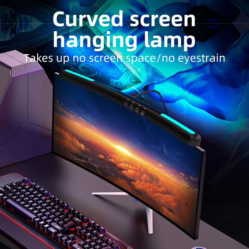 USB Stepless Dimming Screen Hanging Lights Curved Screen Monitor Light Bar RGB Background Atmosphere Desk Lamp Monitor Light Bar 3