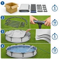 Ensemble de piscine Steel Pro MAX 305x76 cm, piscine ronde gonflable pour la famille, la cour, le jardin, avec parois renforcées Tritech, système FrameLink, installation facile, plaisir estival durable 4