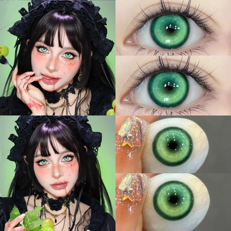 KSSEYE 2PCS Halloween Graduated Hot Sale Contact Lenses Red Contact Lenses Degree Grade 0.00 to -8.00 Anime Pupil Cosplay