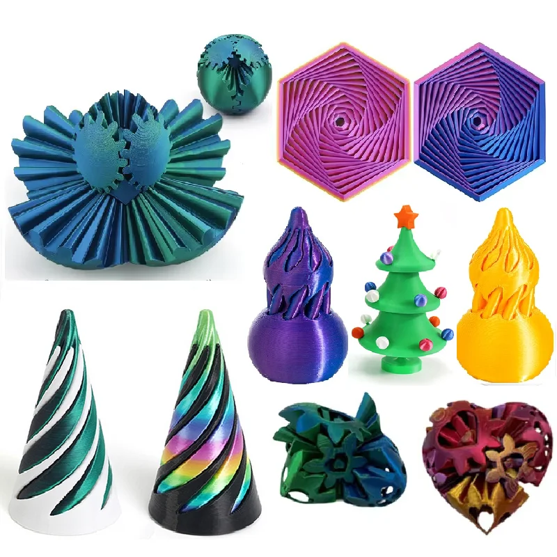 3D Printed Gear Ball Puzzle Cube Fidget Toy Heart Helix Screw Toy Decorative Ornaments Spiral Cone Christmas Tree Sculpture, fidget toys, miniature figurines, 3d printed toy