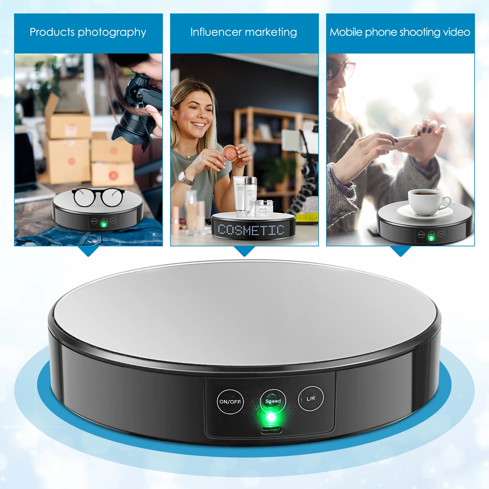 Suporte giratório elétrico, mesa giratória de 360