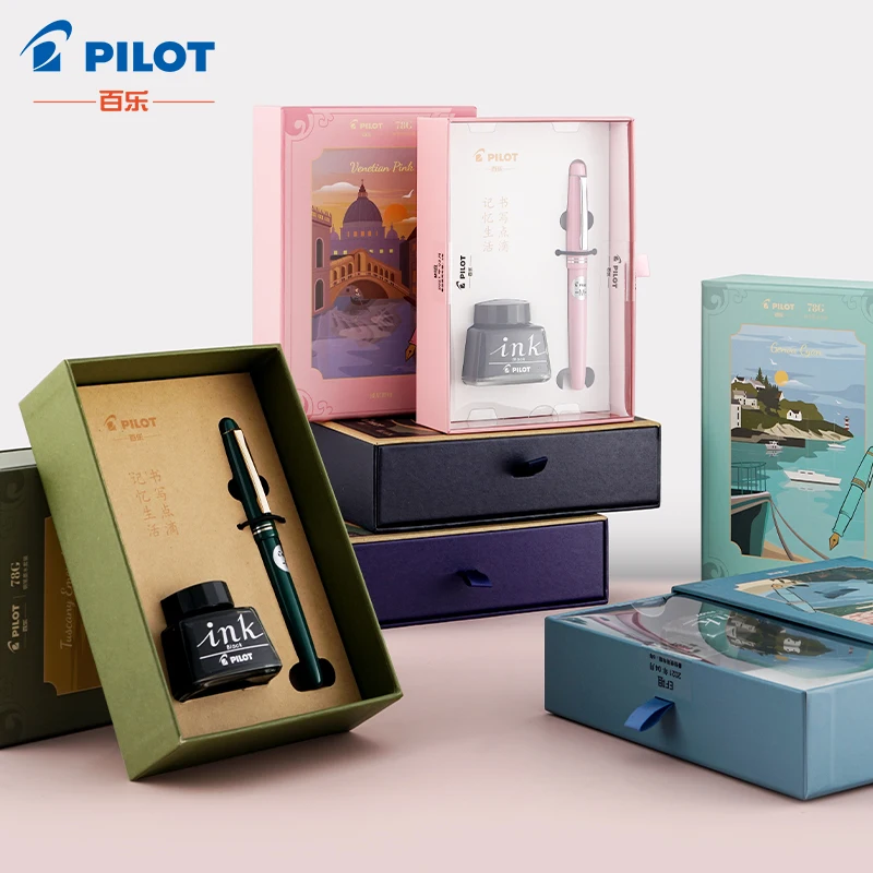 2020 PILOT Limited 78G/78G + 만년필, 이탈리아 스타일 시리즈, 회전 잉크 흡수기 포함, 부드러운 필기용 문구류 선물 상자