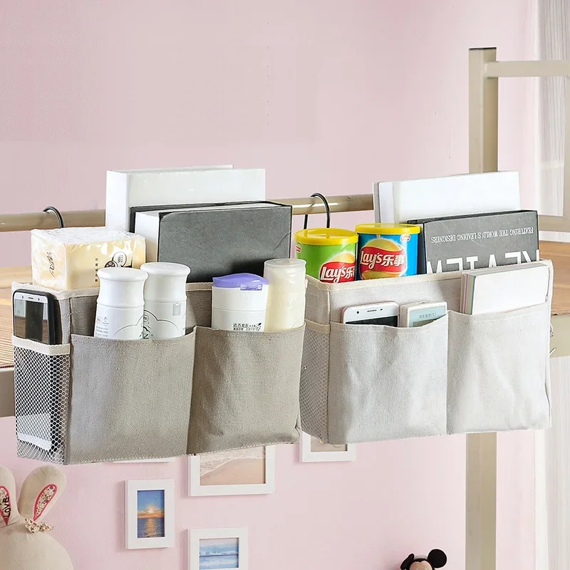 Dormitory storage bedside hanging basket student dormitory storage bag cotton fabric bedside storage storage hanging bag 5