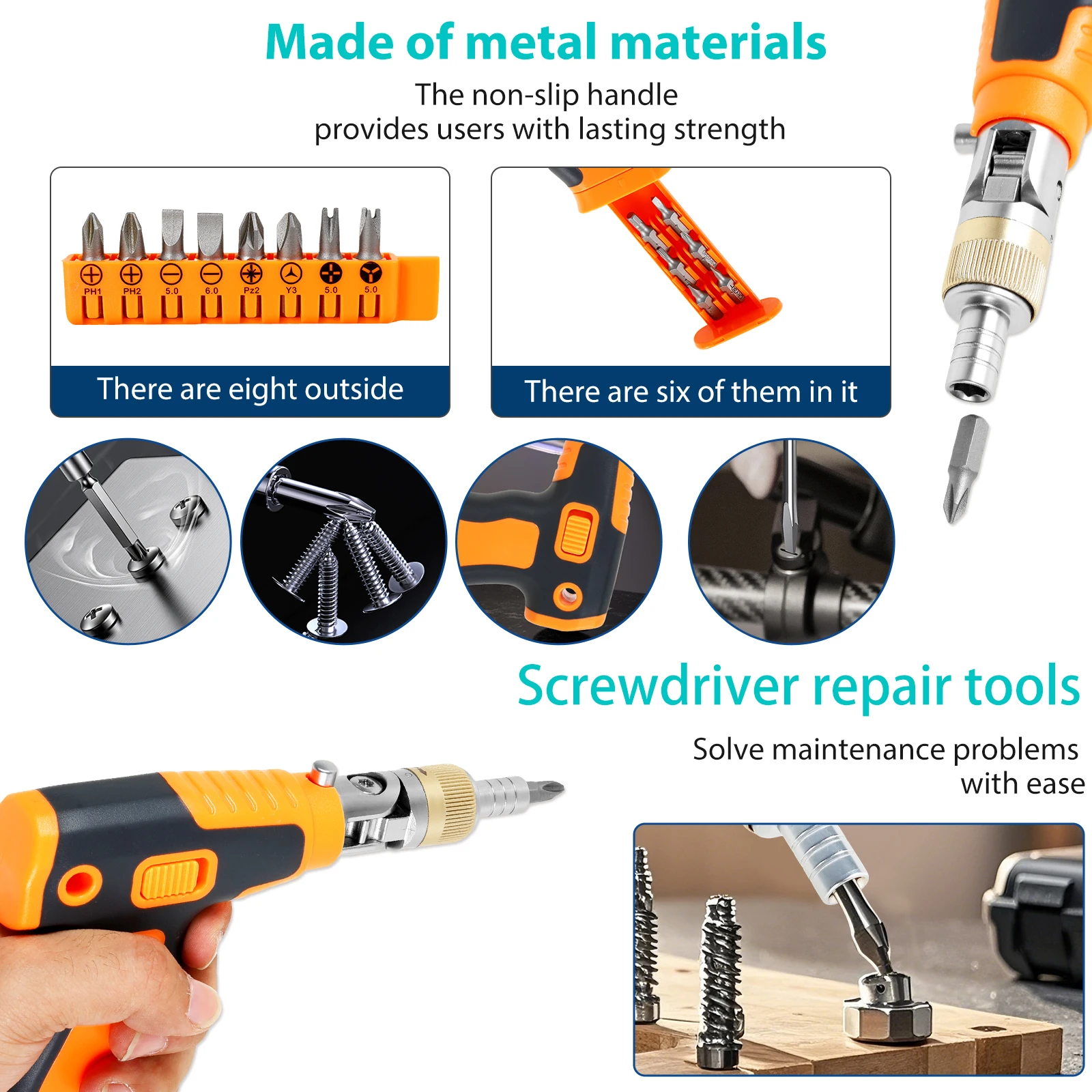 16-in-1 Multi Screwdriver Set Bit Holder Ratchet Screwdriver 1/4 Auto Repair Screwdriver Ratchet Wrench Electric Car Repair Tool