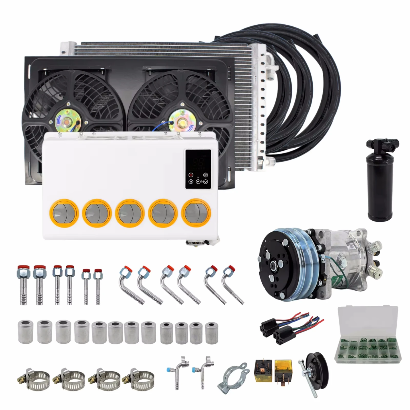 RV65F 12V/24V automobile air conditioning 508 compressor kit, for hook truck forklift van van AC accessories
