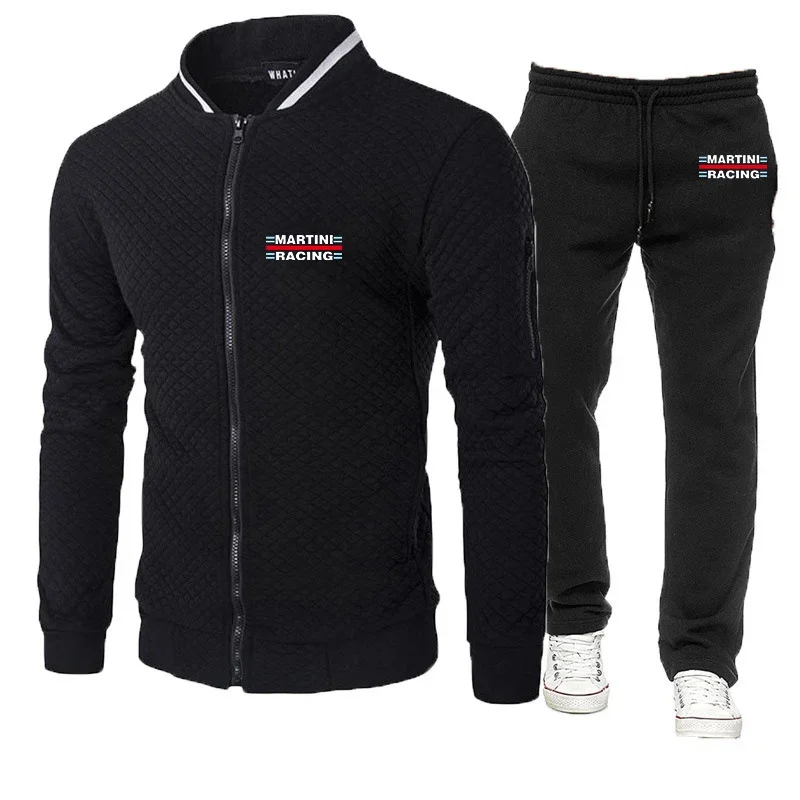 2024 Martini Racing Logo New Mens Zipper Slim-Fit Primavera Autunno Fitness Running Sportswear + Pants Abiti Casual