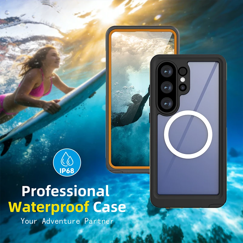 Full Body Waterproof Shockproof Phone Case with Magnetic Cover