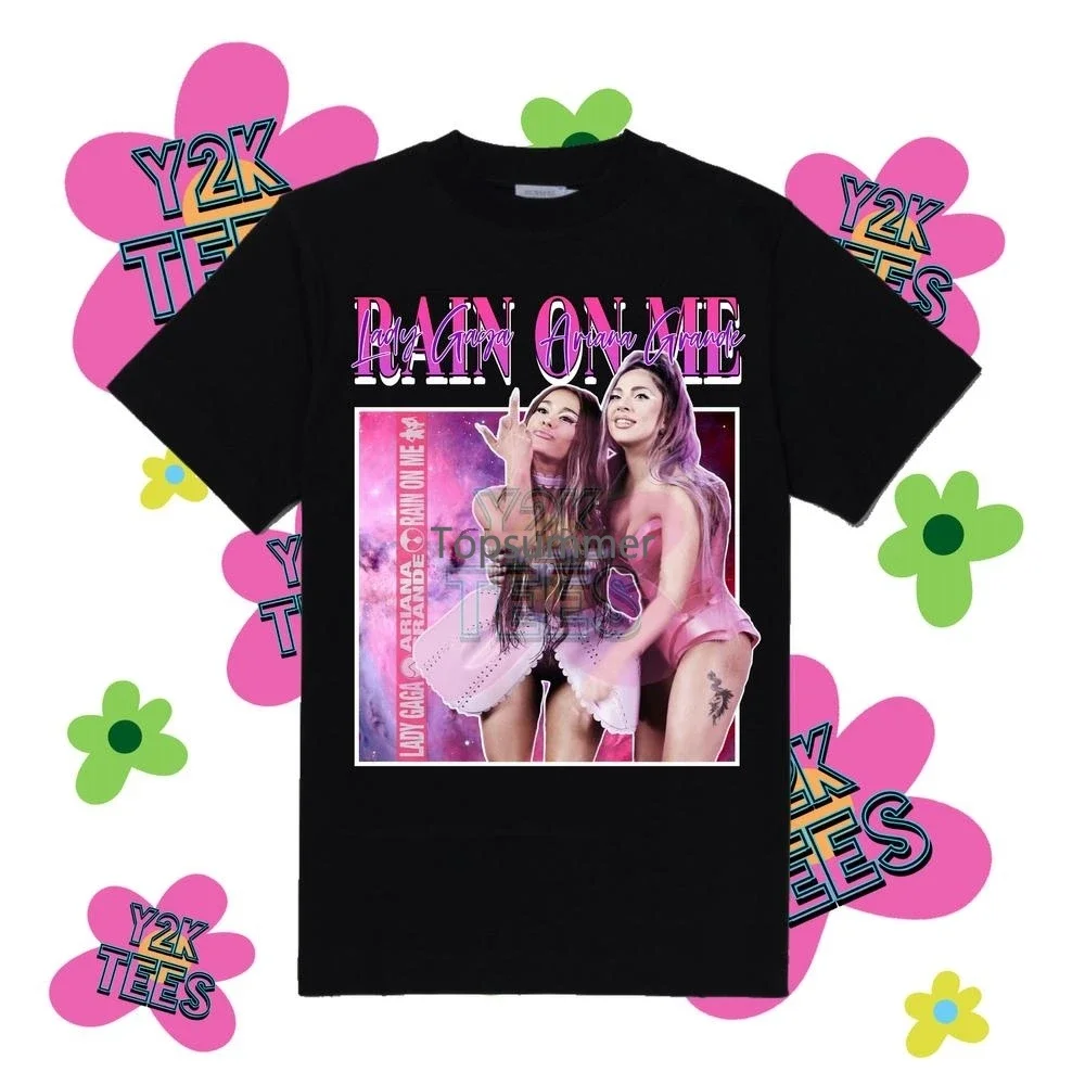 Lady Gaga X Aritana Grande Rain On Me Maglietta Grafica Anni '90
