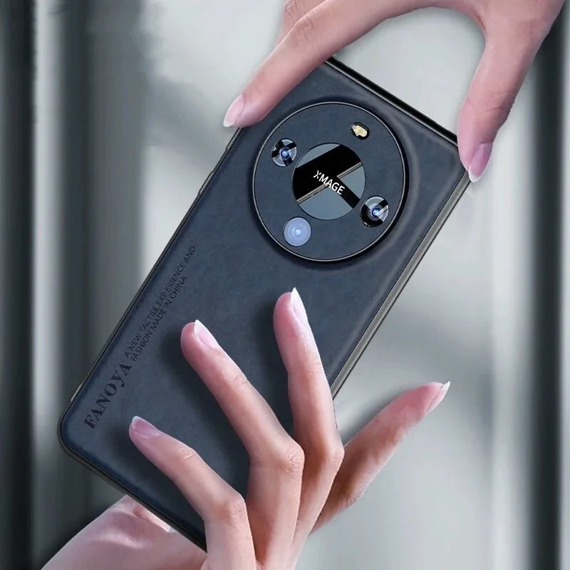Luxury Leather Metal Magnetic Car Holder Shockproof Protective Case