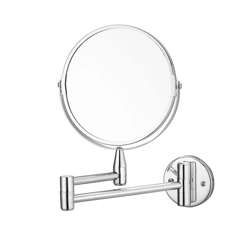 Wall Mounted Folding Arm Extend Bathroom Mirror Magnification Double Side Touch Dimming Makeup Mirrors Round Vanity Mirror