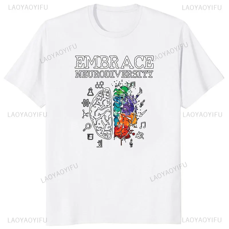 Funny Neurodiversity Brain ADHD Men Women T-Shirt Cotton Graphic Tee Y2k Top Lovely Gifts Short Sleeve 6