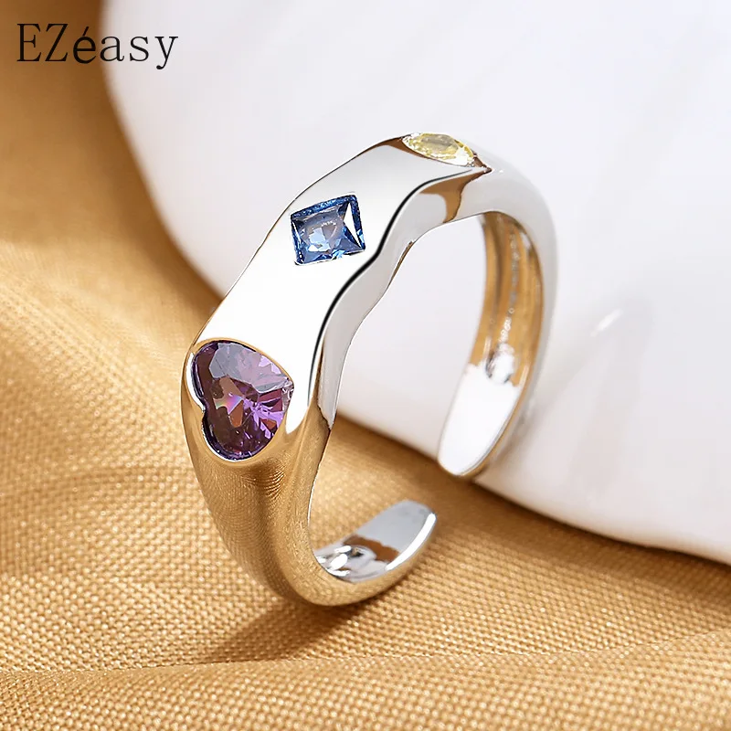 

Women's Niche Design Colored Zircon Love Rings for Fashionable Personalities