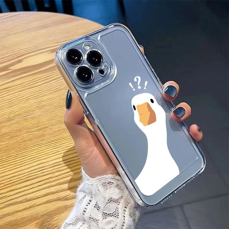 Soft Clear Phone Case with Cartoon Duck Design