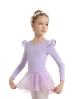 Girls Ballet Leotards for Dance Hollow Back Long Sleeve Skirted Dress for Dance(Toddler/Little Girl/Big Girl) - Image 4