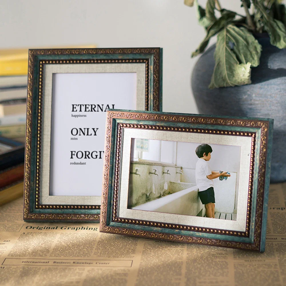 

Palace European Retro Photo Frames Wall Frame Wedding Anniversary Table Decoration Picture Card Hanging Landscape Poster Frame