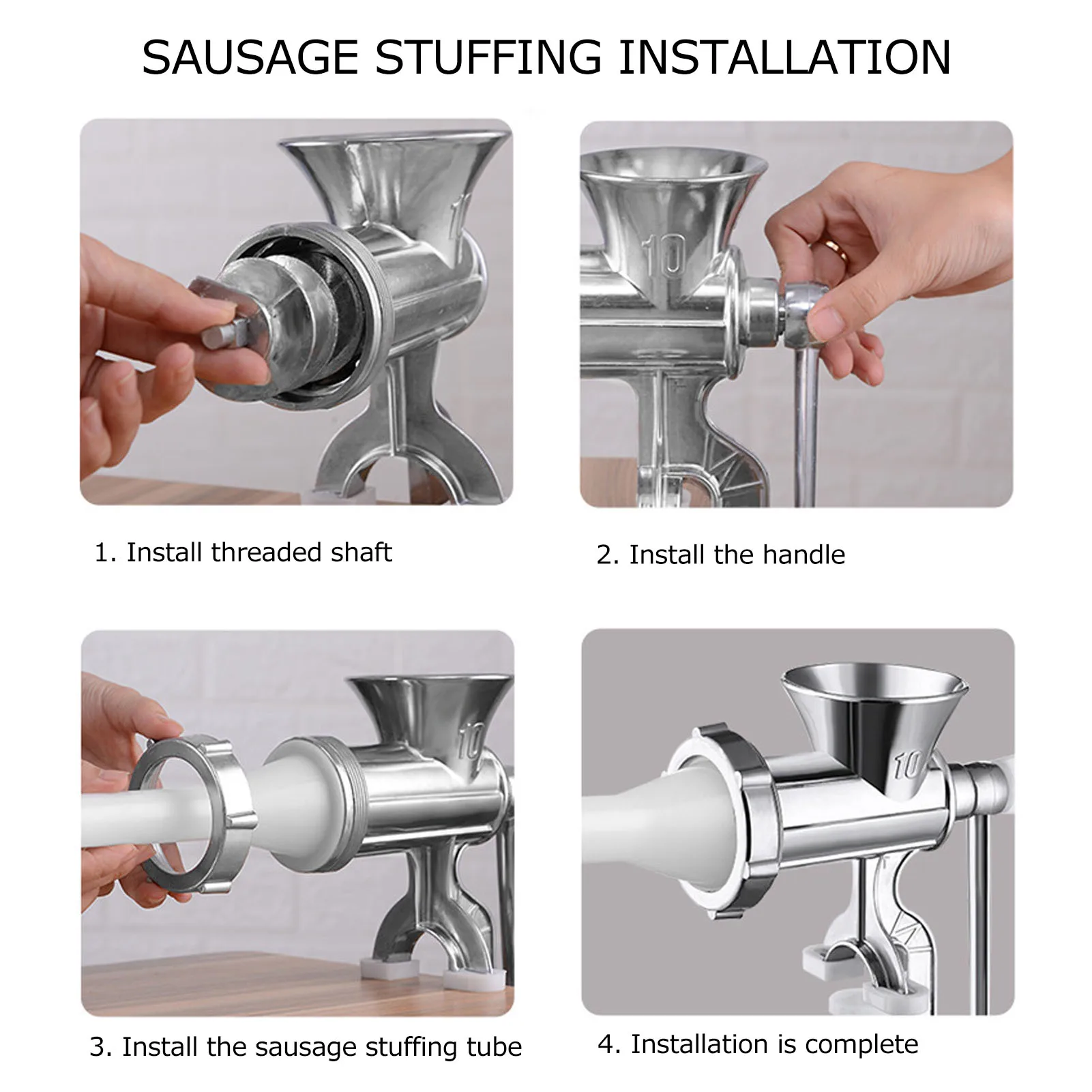 Manual Meat Grinder Silver Aluminum Alloy Powerful Home Sausage Kitchen Appliances Vegetable Chopper Pepper Supplies Mincer 5
