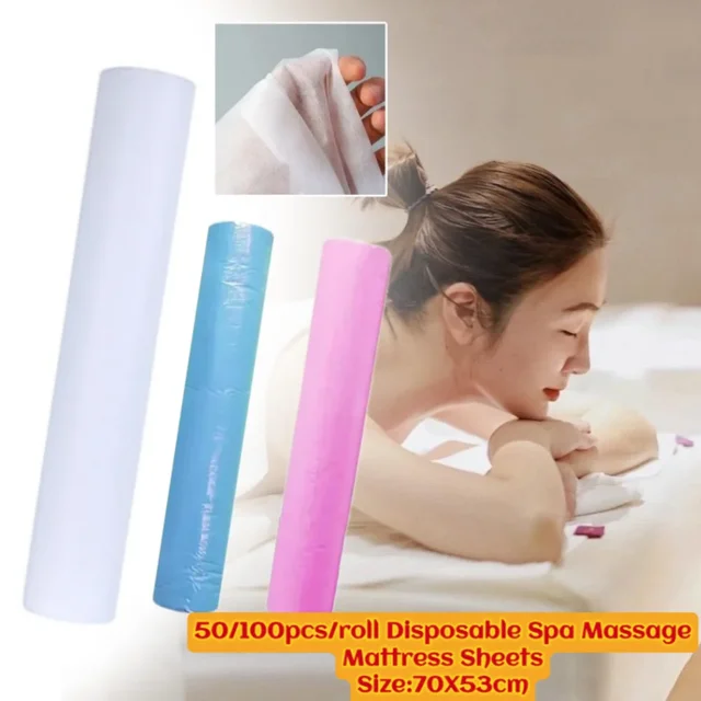 50/100 pièces/rouleau nouvelles draps de lit jetables chambre Table de Massage feuille Salon de beauté Spa Non-tissé oreiller serviette tatouage bain 70X53cm 1
