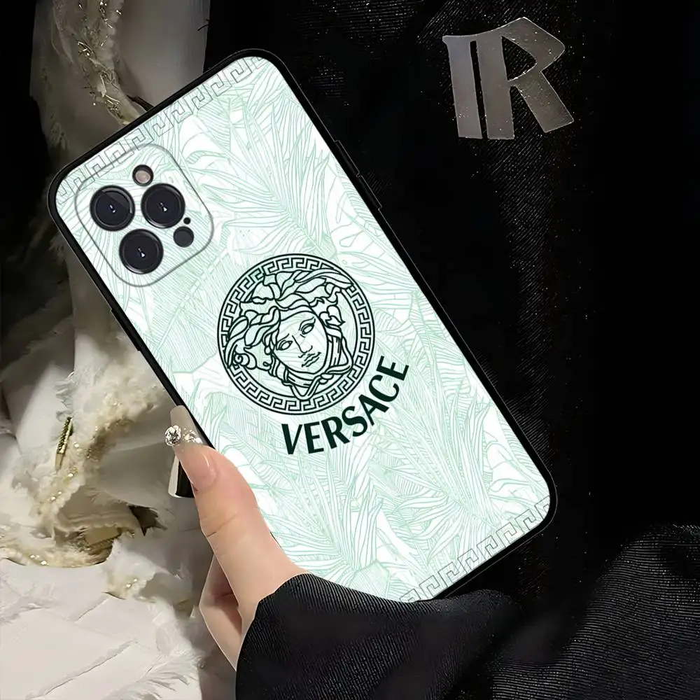 Luxury V-Versace Designer Silicone Phone Case - Black Cover