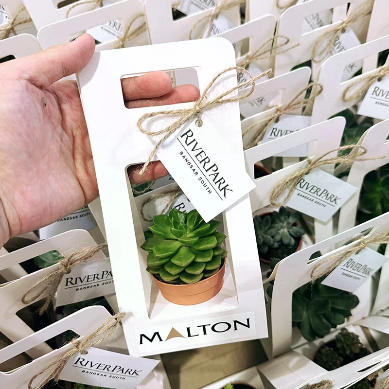 Double Sided Water Proof Kraft Paper Portable Flower Basket Bouquet Handle Carton Creative Bouquet Holiday Gift Wrapping Box