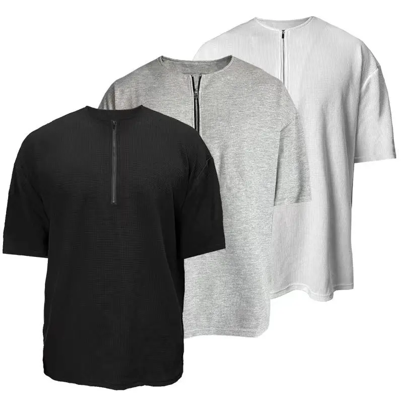 

Простая летняя Однотонная футболка в клетку, с коротким рукавом и молнией