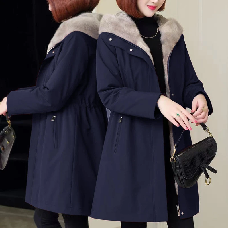 

High Quality Winter Jacket Women Parka Fashion Coat Wool Liner Hooded Parkas with Fur Collar Warm Snow Wear Padded Clothes L86