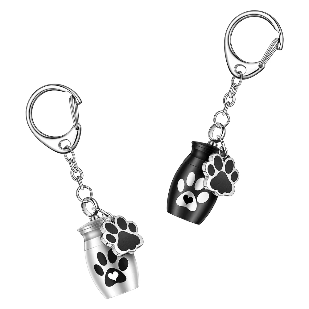 

2 Pcs Pet Urn Dog Ash Container Holder Ashes Mini Memorial Pendant Key Chain Decor Decorate